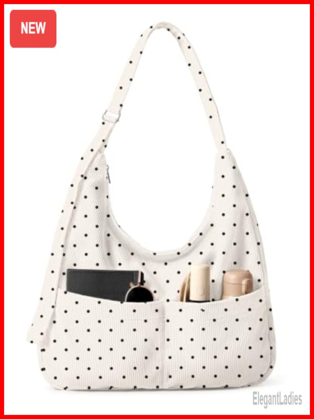 Large Corduroy Hobo Bag Women Cute Slouchy Shoulder Crossbody Tote Zipper